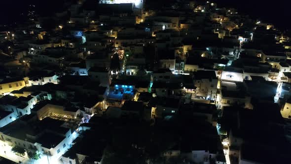 Chora village on Ios island night and sky view