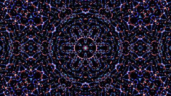 colorful lines glowing waves flower shape background kaleidoscope abstract