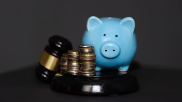 Court Gavel and Piggy Bank