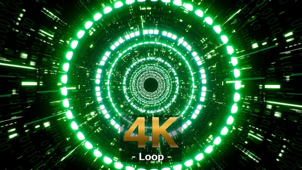 Blinking Circle Light Matrix Tunnel 4K