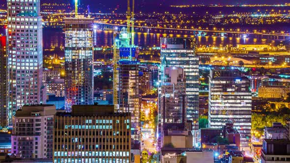 Montreal Time Lapse Skyline Quebec Bridge Timelapse Canada Traffic City Buildings Night