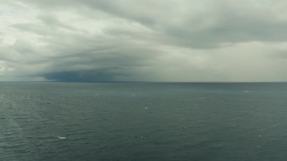 Seascape Blue Sea Sky with Clouds and Islands