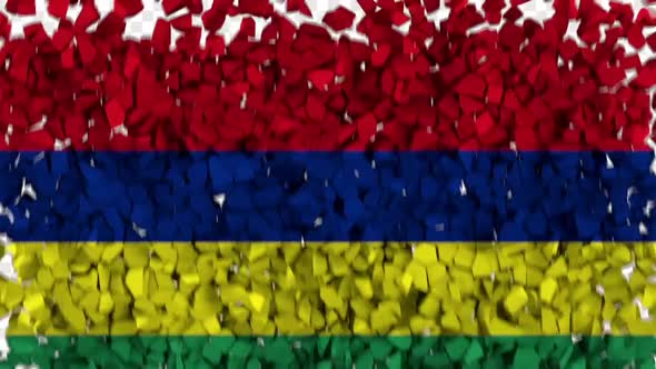 Mauritius Flag Breaking Rocks Transition