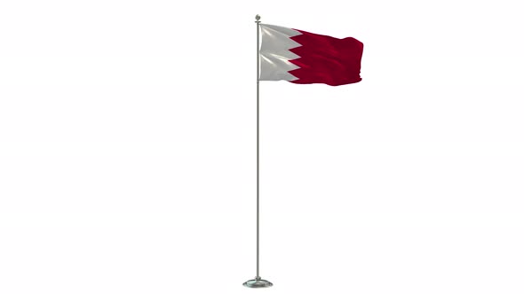 Bahrain 3D Illustration Of The Waving flag On Long  Pole With Alpha alt