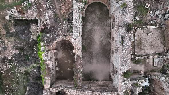 Old ruined city Syedra Turkey Alanya 4K Aerıal Vıew