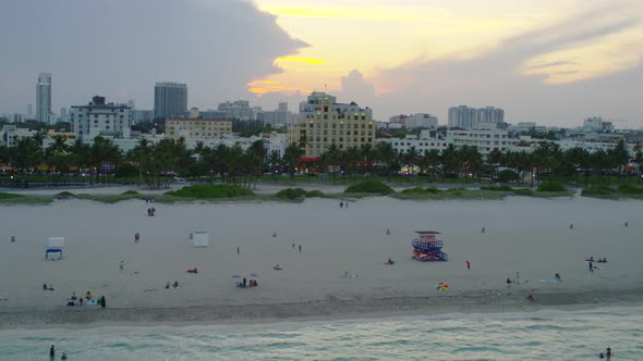 Aerial shot of a beach in Miami