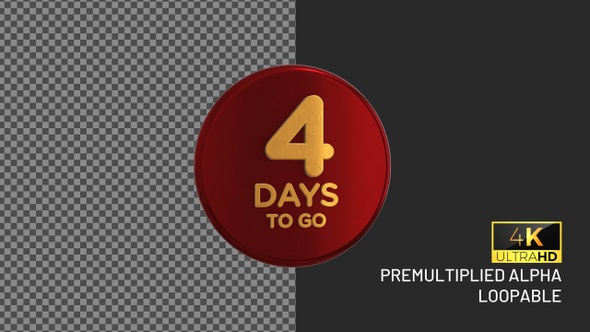 4 Days To Go Rotating Looping Badge with Alpha Channel alt