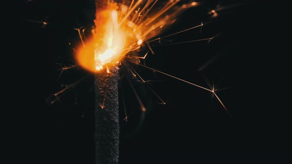 Lightening Sparkler on Black Background in Slow Motion Macro Shot