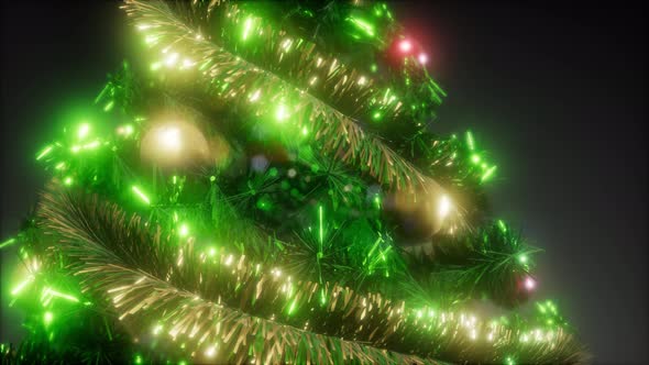 Joyful Studio Shot of a Christmas Tree with Colorful Lights