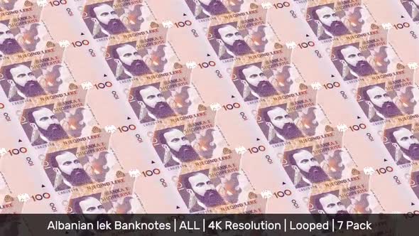 Albania Banknotes Money / Albanian lek / Currency L / ALL/ | 7 Pack | - 4K