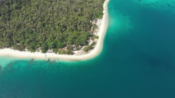 Aerial view Banyak Islands Sumatra tropical archipelago Indonesia, coral reef white sand beach. Top