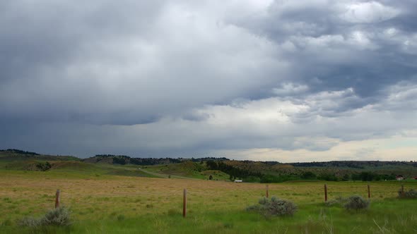 Storm clouds moving over the Montana landscape in timelapse