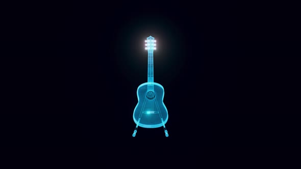 Acoustic Guitar Hologram Rotating 4k