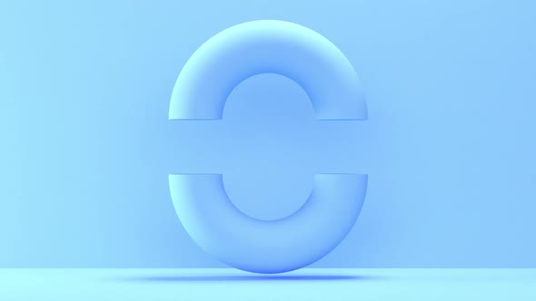 3D Abstract blue background with levitating half rings. Minimal modern seamless motion design.