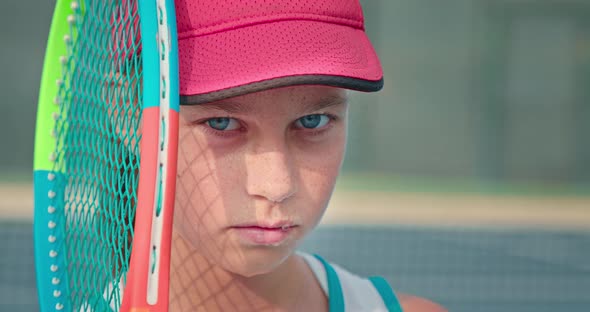 Closeup View of Blueeyed Female Tennis Player