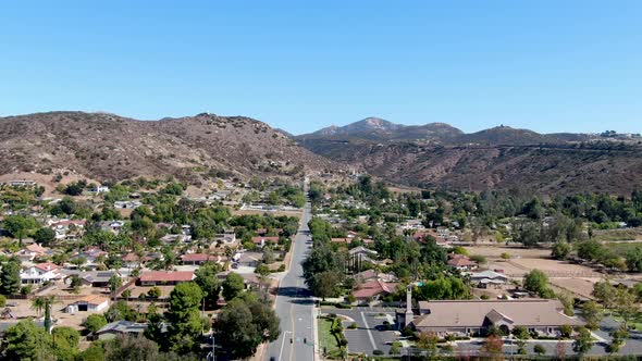 Aerial View of Small City Poway in Suburb of San Diego County