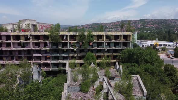 Destroyed and Abandoned Buildings in Sarajevo 4K