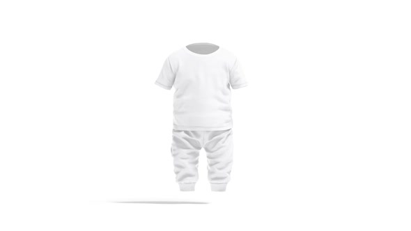 Blank white baby suit t-shirt and pants, looped rotation