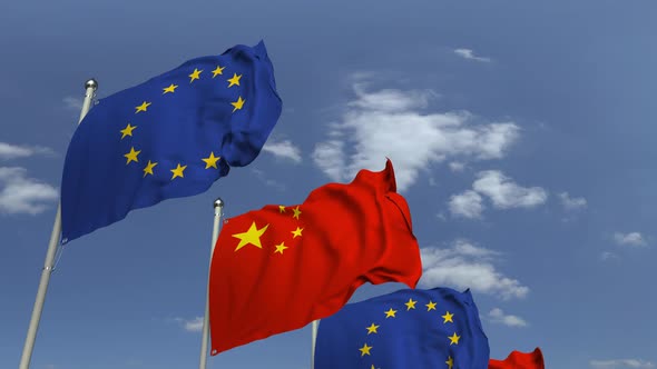 Flags of China and the European Union alt