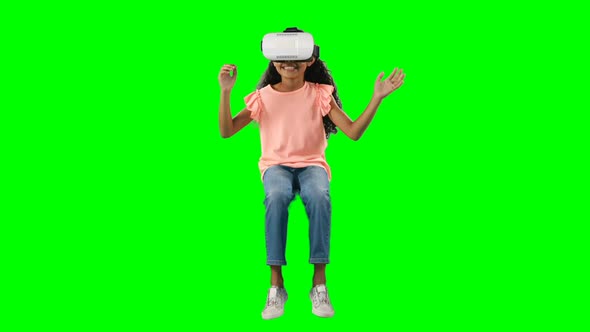 Girl using virtual reality headset 4k