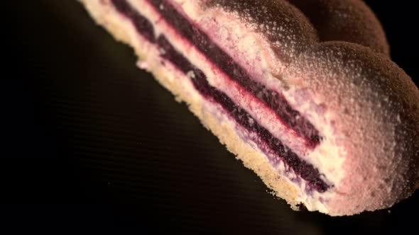 Slice of Cake Cut with Strawberry Cream Hazelnut