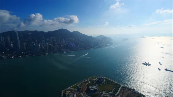 Beautiful building and architecture around Hong kong city skyline