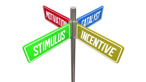 Stimulus Incentive Motivation Street Signs Economic Boost Looping 3d Animation