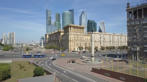 Moscow City Skyscrapers, Aerial View. Office Business Center of Moscow City. Towers of Moscow City.