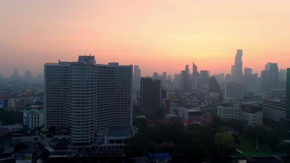 Bangkok Thailand Aerial City View Drone Footage over the City.