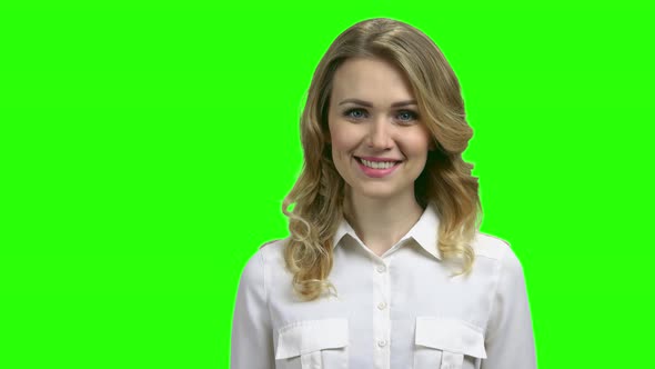 Beautiful Smiling Woman on Chroma Key Background