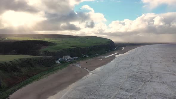 Aerial View of Downhill Strand at the Mussenden Templein County Londonderry in Northern Ireland