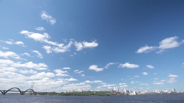 Dnepropetrovsk City with Skyline Over Dnipro River