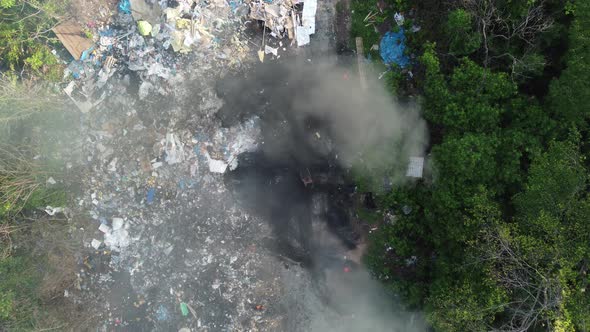 Air pollution due to open burning garbage dump