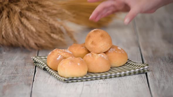 Delicious Freshly Baked Yeast Buns with Crust