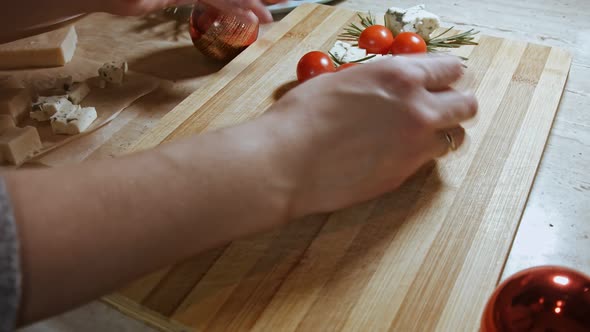 Flat Lay of Cheese and Tomatoes