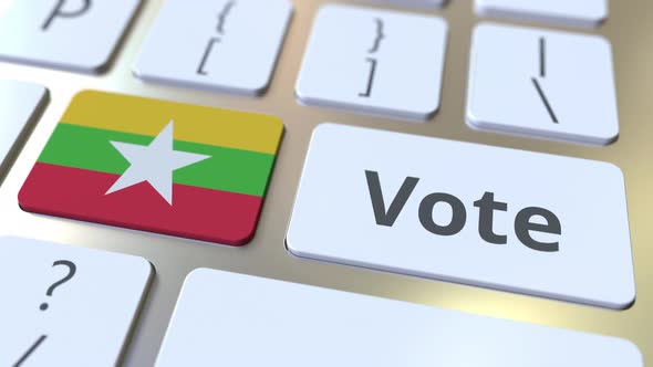 VOTE Text and Flag of Myanmar on the Buttons