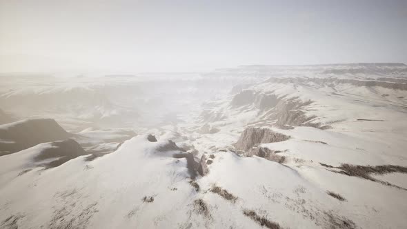 Winter Snow Covered Mountain Rock