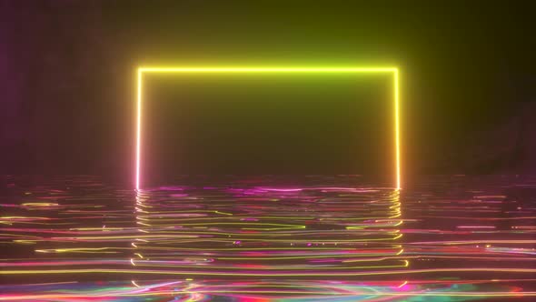 A Bright Neon Frame Shimmers