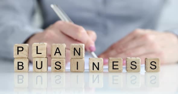 Wooden Cubes on the Table Inscription Business Plan