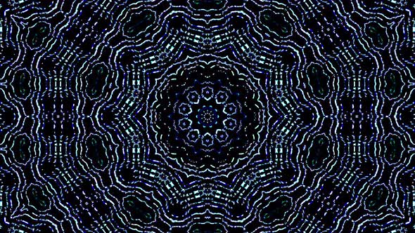 Abstract kaleidoscope shining beautiful smooth motion blue lines shining light arrangement