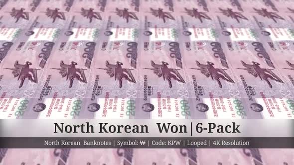 North Korean Won | Korea, North Currency - 6 Pack | 4K Resolution | Looped