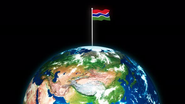 Gambia Flying Flag On The 3d Rotated Planet Earth