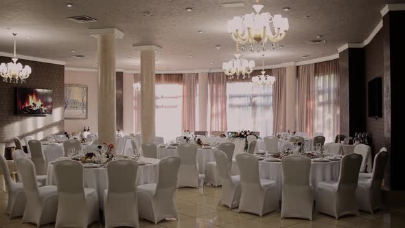 wedding festive table with food drinks and decor