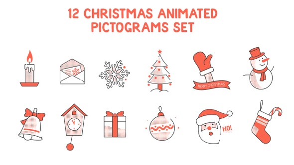 12 Christmas Pictograms Set