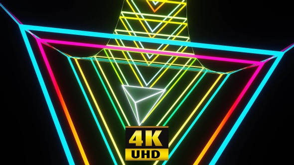 Pyramid Flight Through The Neon Tunnel 4K