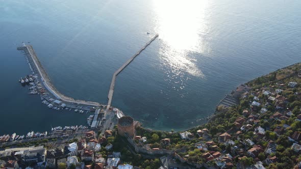 Aerial View Alanya Turkey  Resort Town Seashore