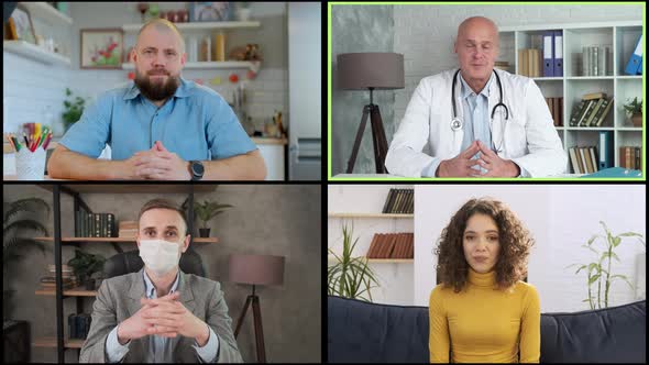Video Call Consult with Diverse Doctors Colleagues Patients