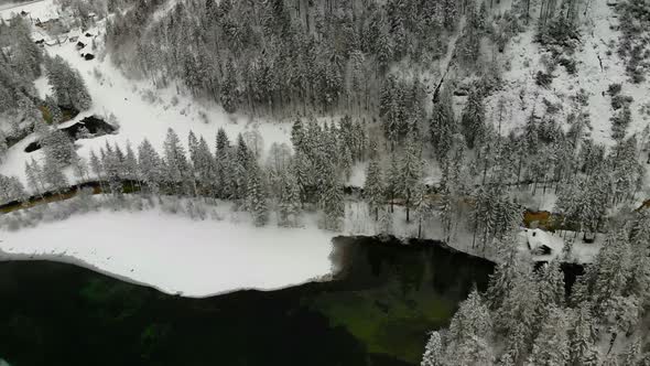 Beautiful view on an Lake with Mountains in Schiederweiher in Upper Austria Drone Video