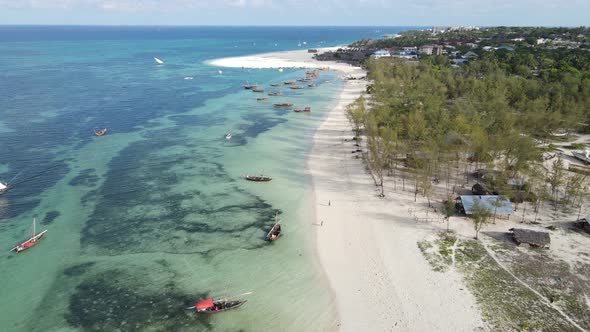 Boats in the Ocean Near the Coast of Zanzibar Tanzania