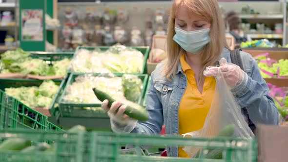 Woman in Mask at Supermarket